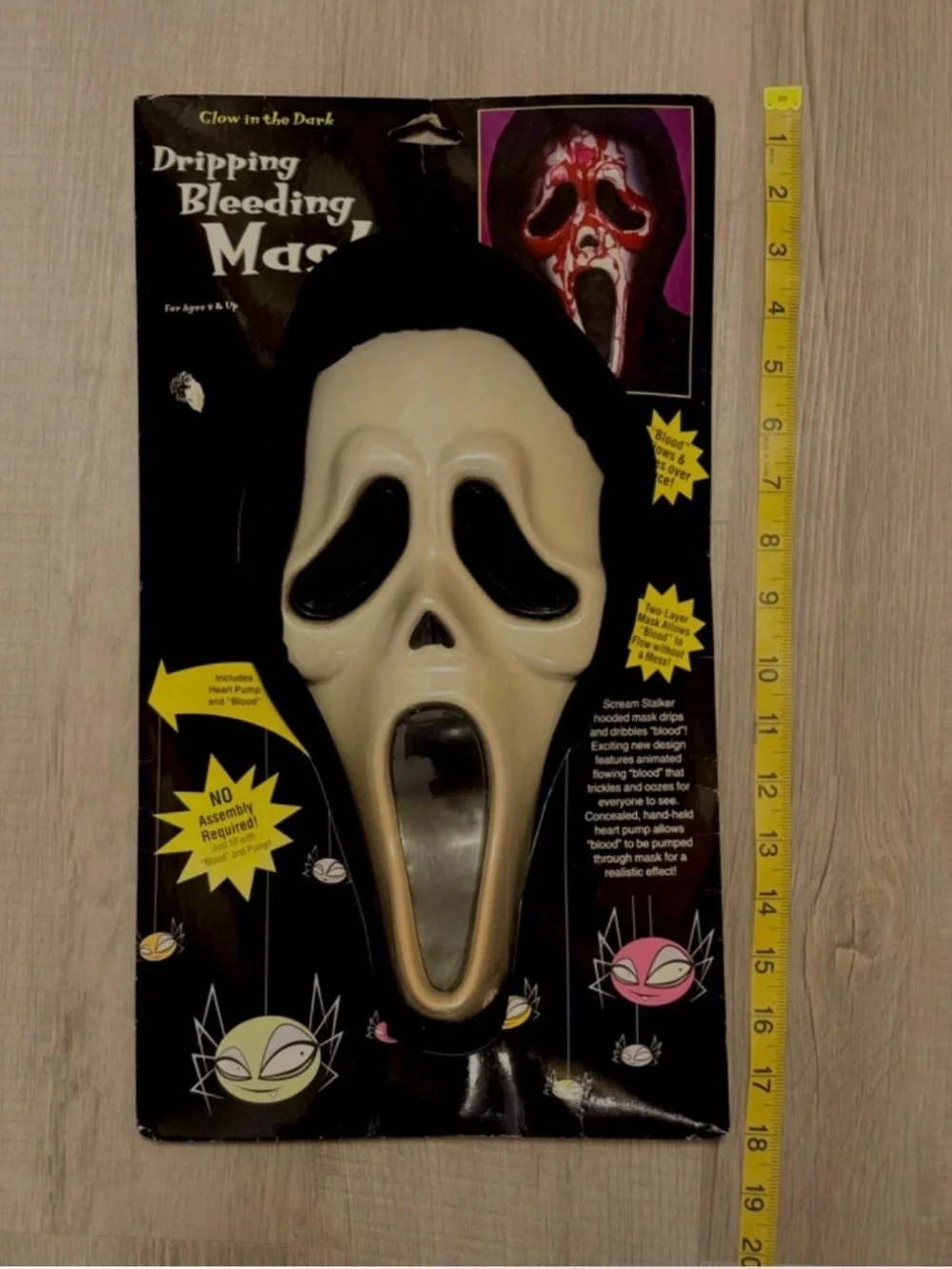 Vintage Scream Ghost Face Style Bleeding Halloween Mask w/ Blood Heart Pump NEW